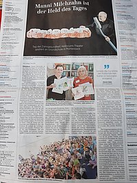 Zeitungsartikel Manni Milchzahn ist der Held des Tages